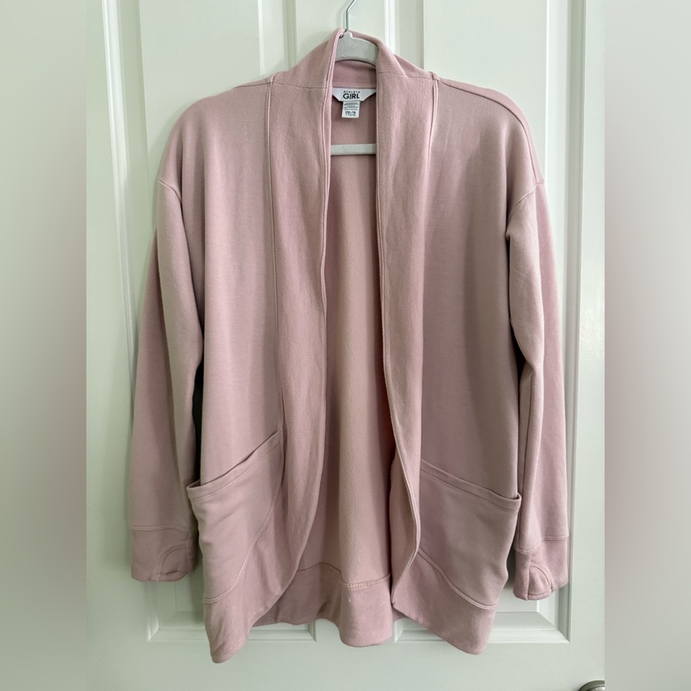 Athleta Girls Wrap and Roll Pink Open Front Cardigan Sweater Size XXL (16)